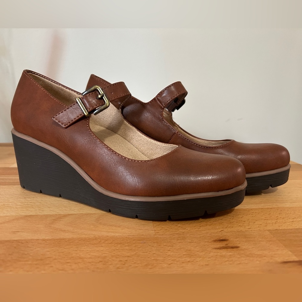 Naturalizer Brown Wedge Mary Jane Shoes